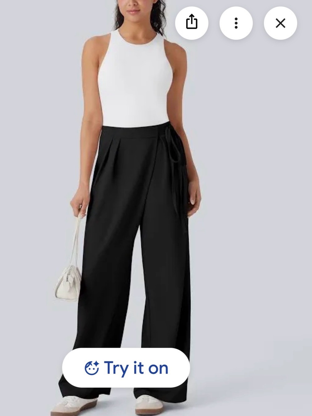 NWT Halara Black High Rise Wide Leg Tie Waist Pants S Regul